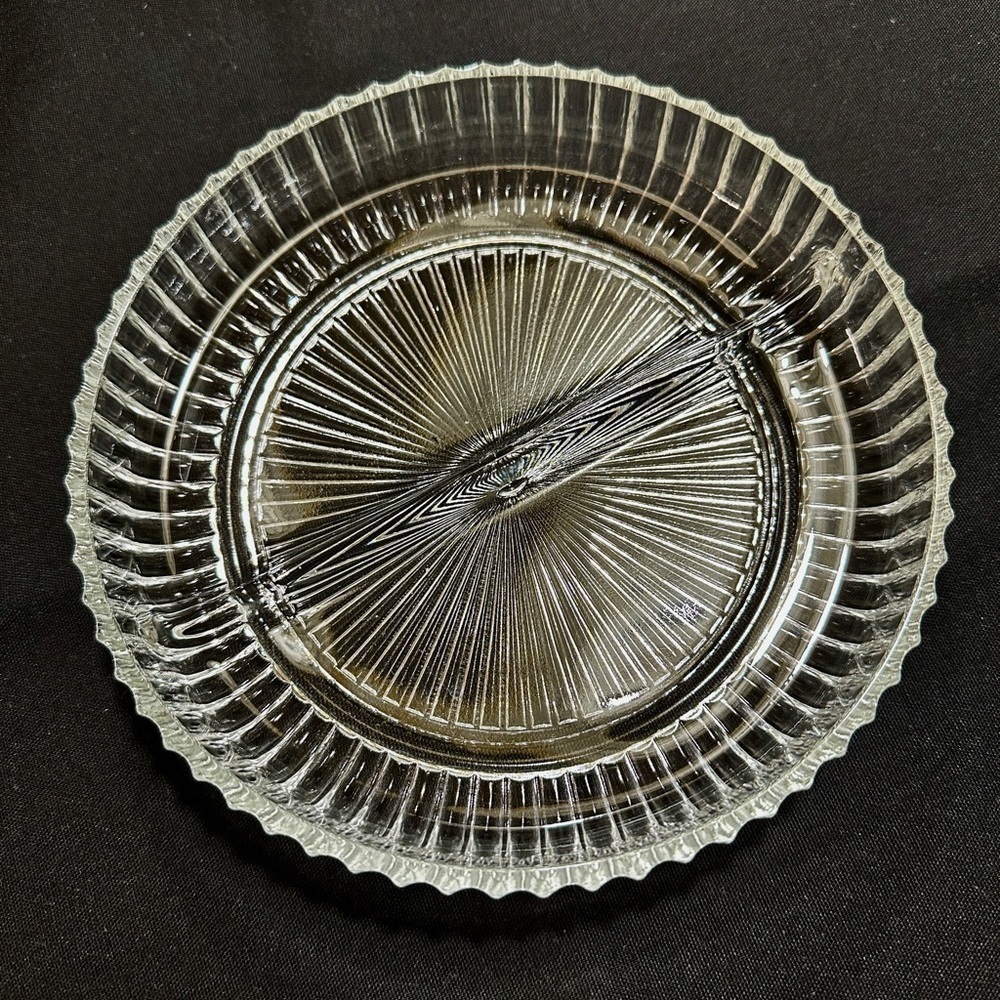 QUEEN MARY, CRYSTAL, DIVIDED SERVING DISH BY ANCHOR HOCKING GLASS CO.